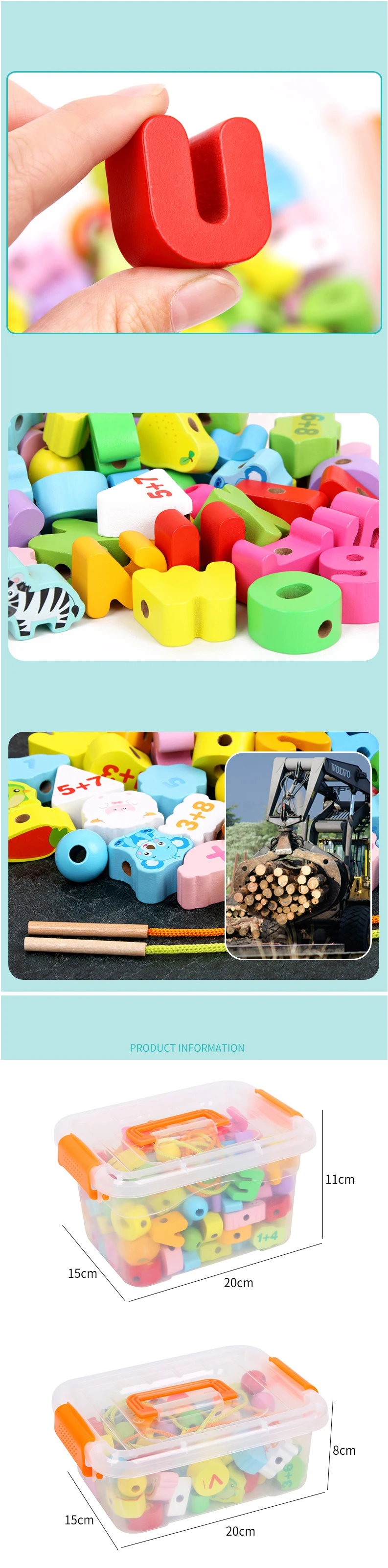 Красочные Обучающие игрушки Монтессори, деревянные цифровые игрушки из ...