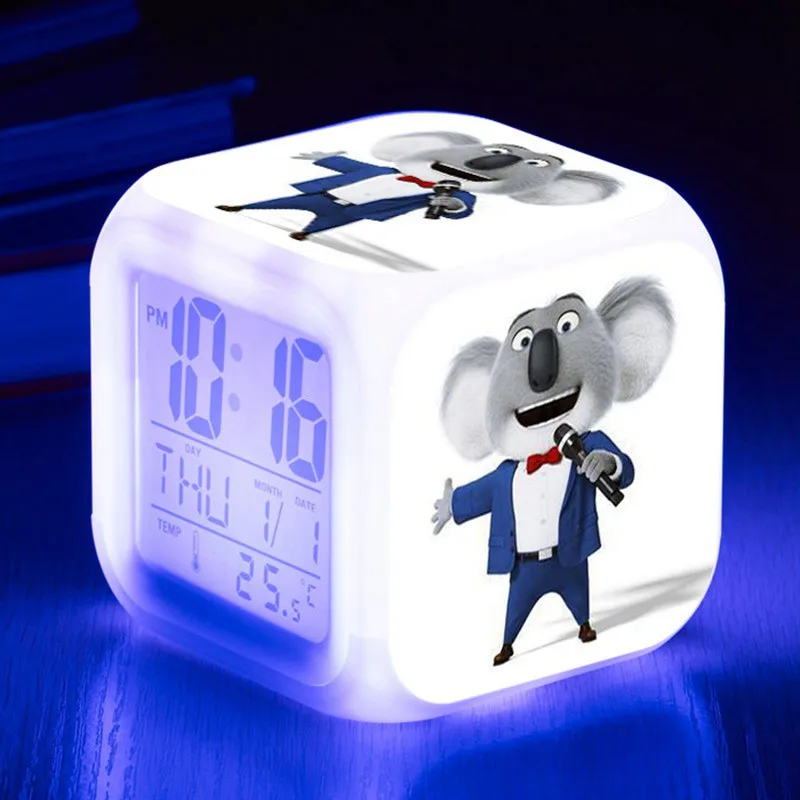 Америка мультфильм Пойте светодиодный Будильник Повтор ночное освещение часы Дата термометр настольные часы цифровой reloj despertador - Цвет: 07