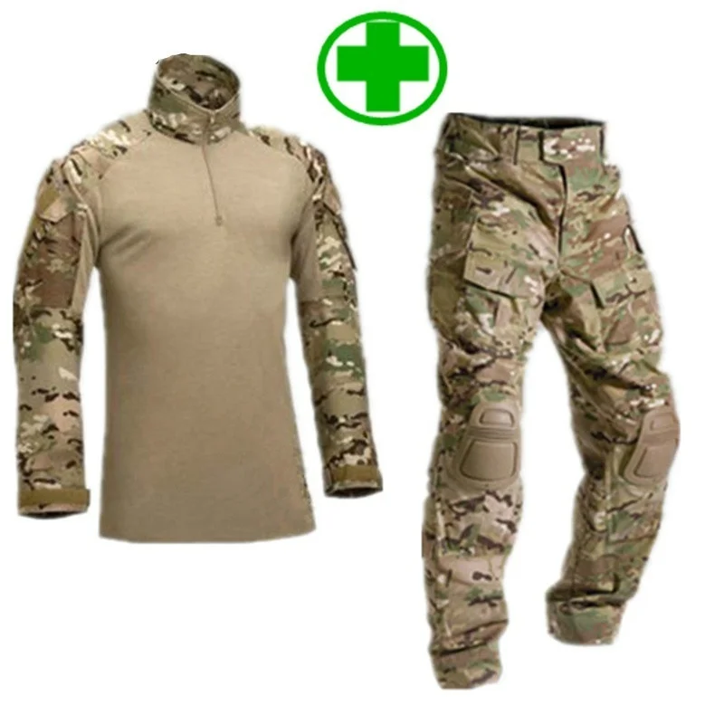 

Outdoor Camouflage Military Training CS Suits The Frog Suit Camouflage Hunting Shirt + Pants Pants With Elbow Knee Pads