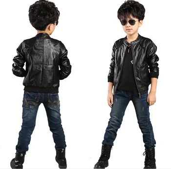 

Autumn winter Boys Coats Faux PU Leather Jackets New Children clothing Kids O-Neck Casual Long Sleeve Outerwear
