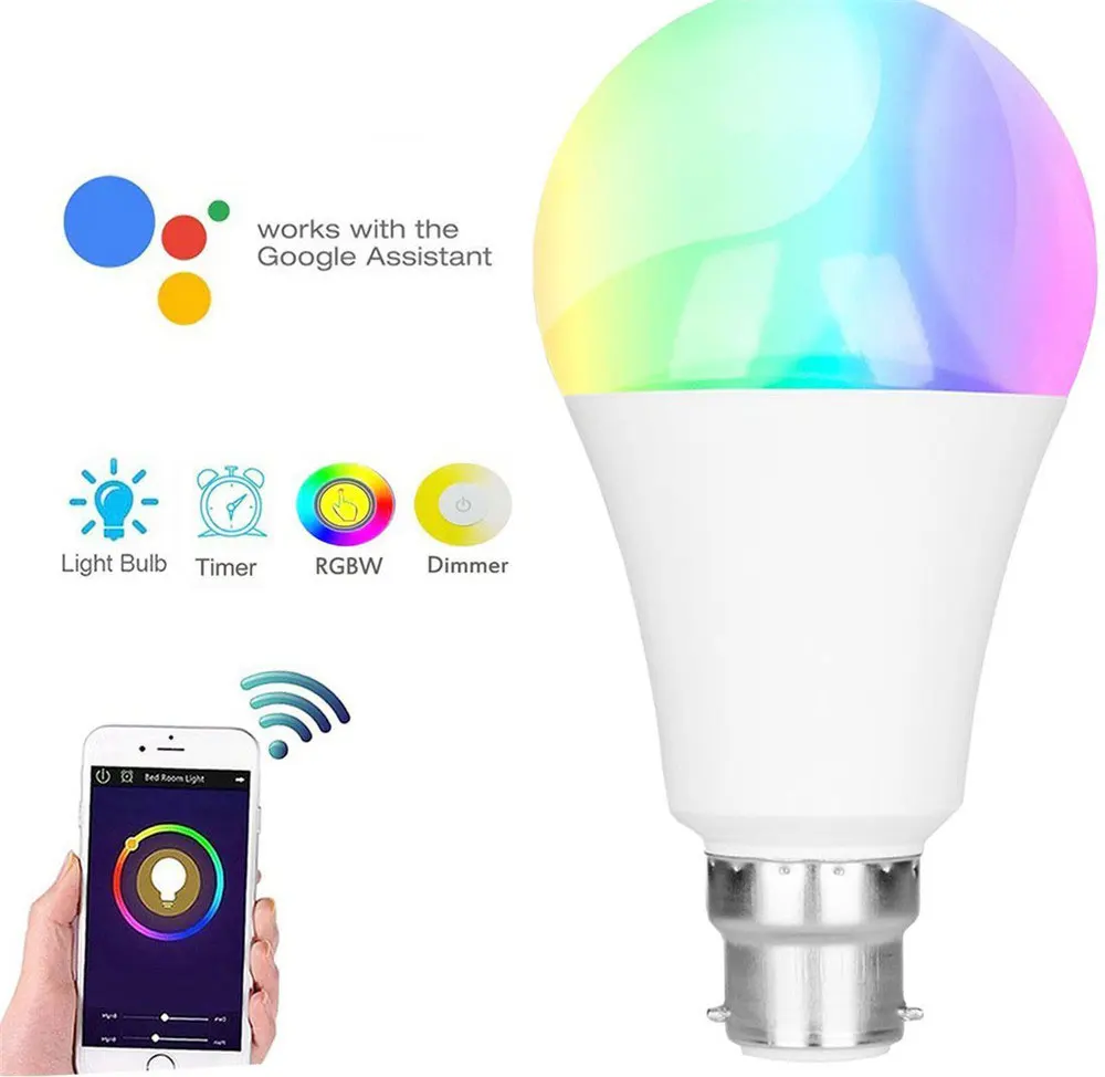 12 Вт E27 умный дом беспроводной WiFi светодиодный RGB+ CW ЛАМПА поддержка Alexa Google Светодиодная лампа для дома умная WiFi лампа с регулируемой яркостью для спальни Домашний Светильник