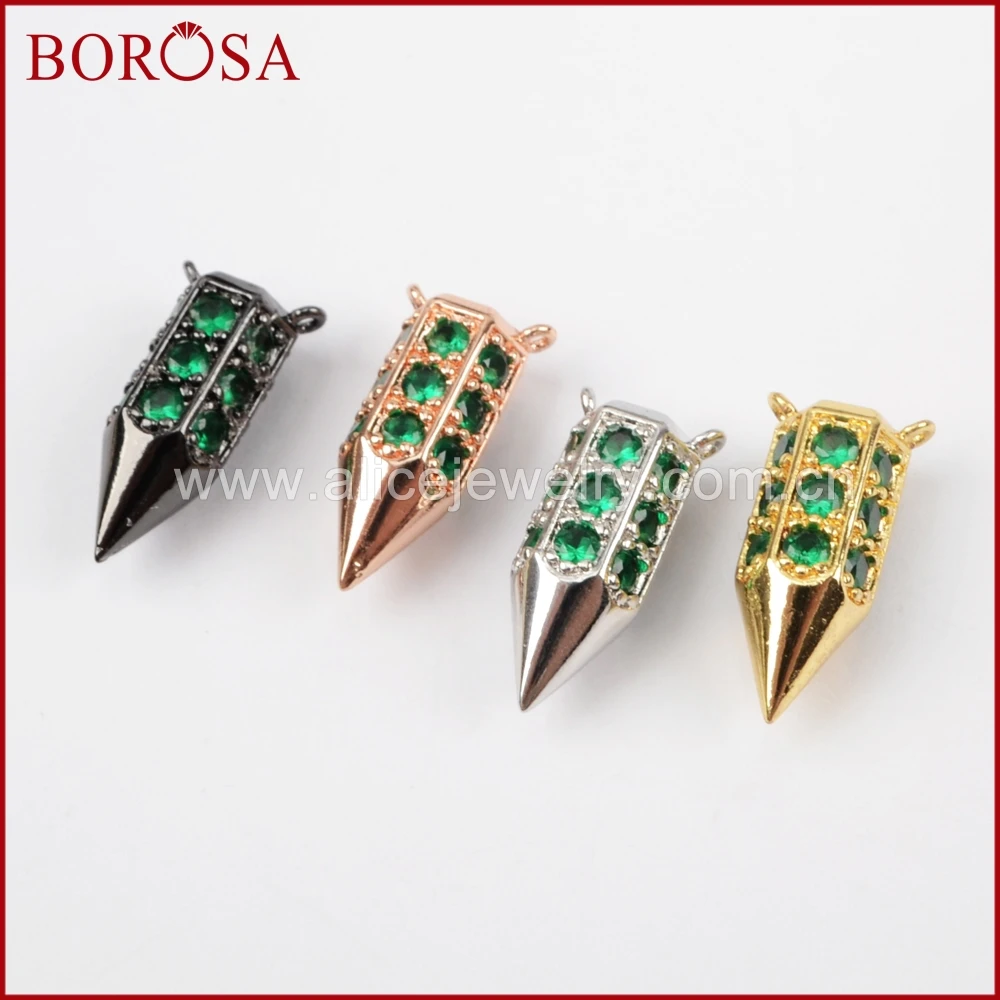 BOROSA Золотой/серебристый/черный/розовый медные золотистого цвета Pave Bullet CZ камень
