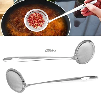 

Stainless Steel Colander Filter Oil Spoon Fine Mesh Colander Sifter Sieve Kitchen Vegetable Strainer Clip N27 Drop Ship