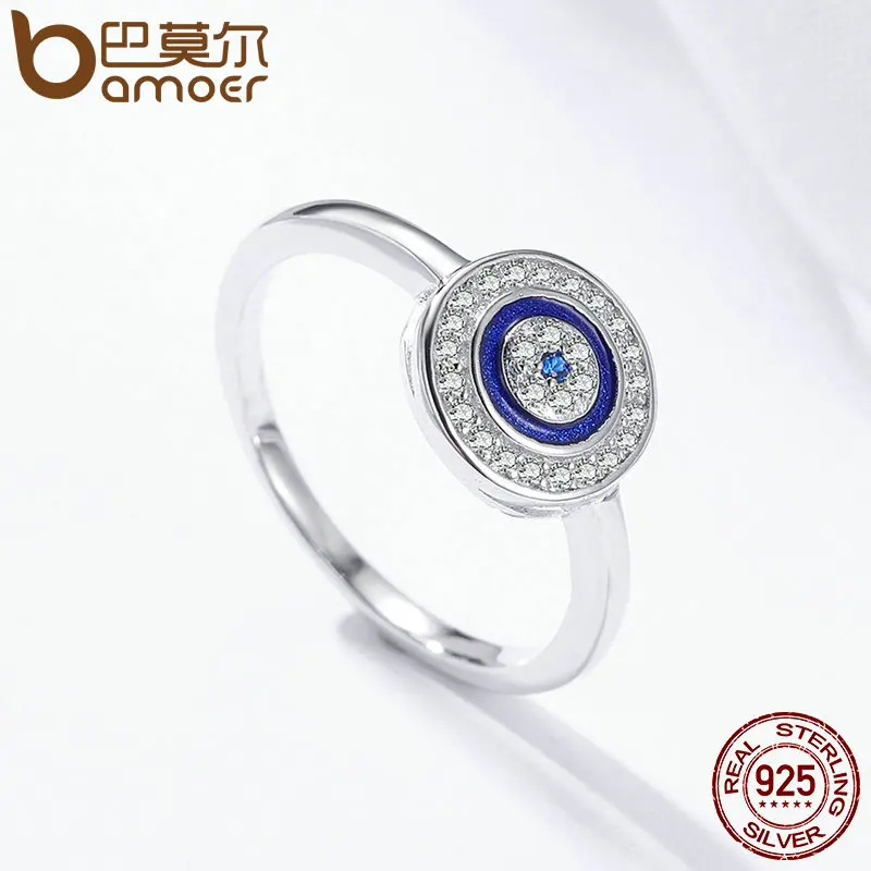 BAMOER, настоящее, серебро 925 пробы, счастливые голубые глаза, Женское кольцо на палец, для свадьбы и помолвки, Ювелирное кольцо SCR208