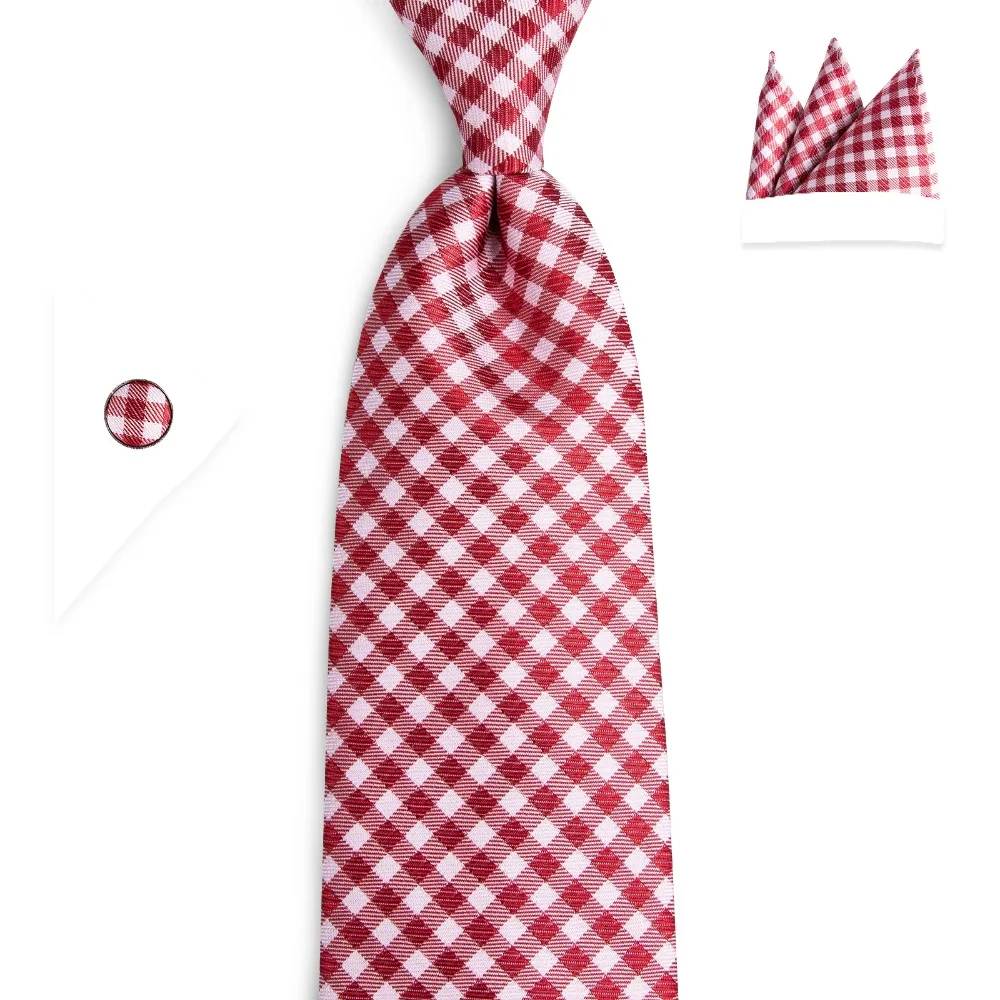 

DiBanGu 8cm Slim Ties Men Wedding Red White Plaid Necktie Fashion Man Accessories Simplicity For Party Business Formal N-7066