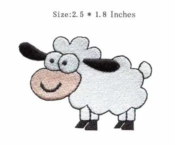 

2.5"width White lamb embroidery patch emblem/iron on patches logos/iron patches