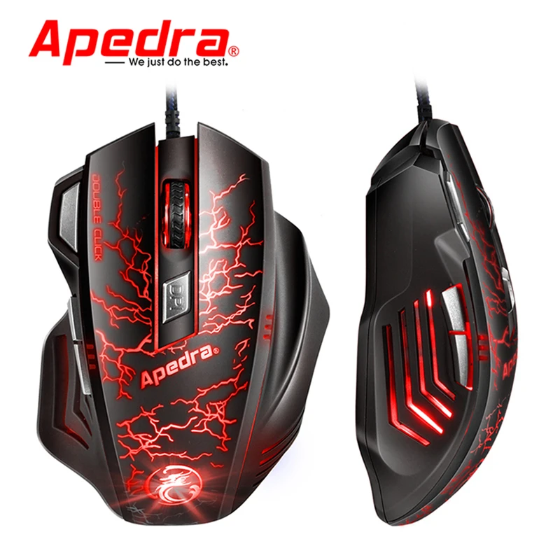 Apedra компьютерная игровая мышь геймер 3200 dpi 7 кнопок механического дизайна USB