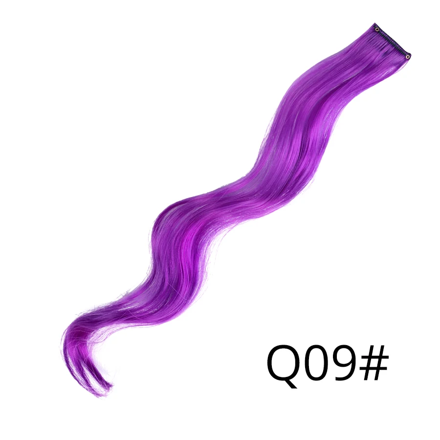 Alileader объемные Волнистые Длинные Синтетические волосы на клипсах для наращивания волос с эффектом омбре 2" 50 см красный синий розовый Радужный чистый цвет - Цвет: Q09