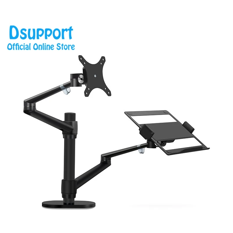 Altura de Alumínio Braço de Montagem Suporte + 12-17 Ajustável Desktop Duplo Braço Polegada Monitor Portátil Suporte Ol-3l Movimento Total 17-32 - Imagem 5
