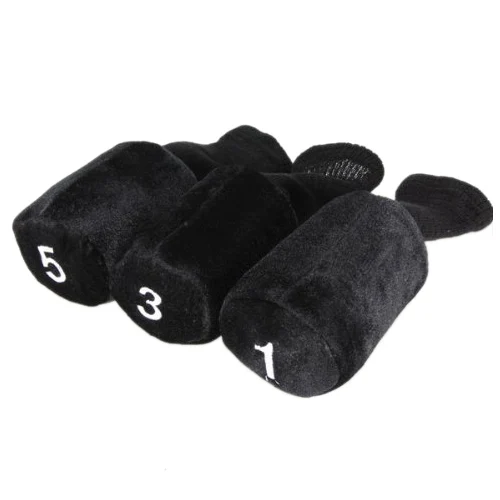 Хорошая сделка набор из 3 черных длинных шейных гольф-клубных головных чехлов для защиты головы 1 3 5