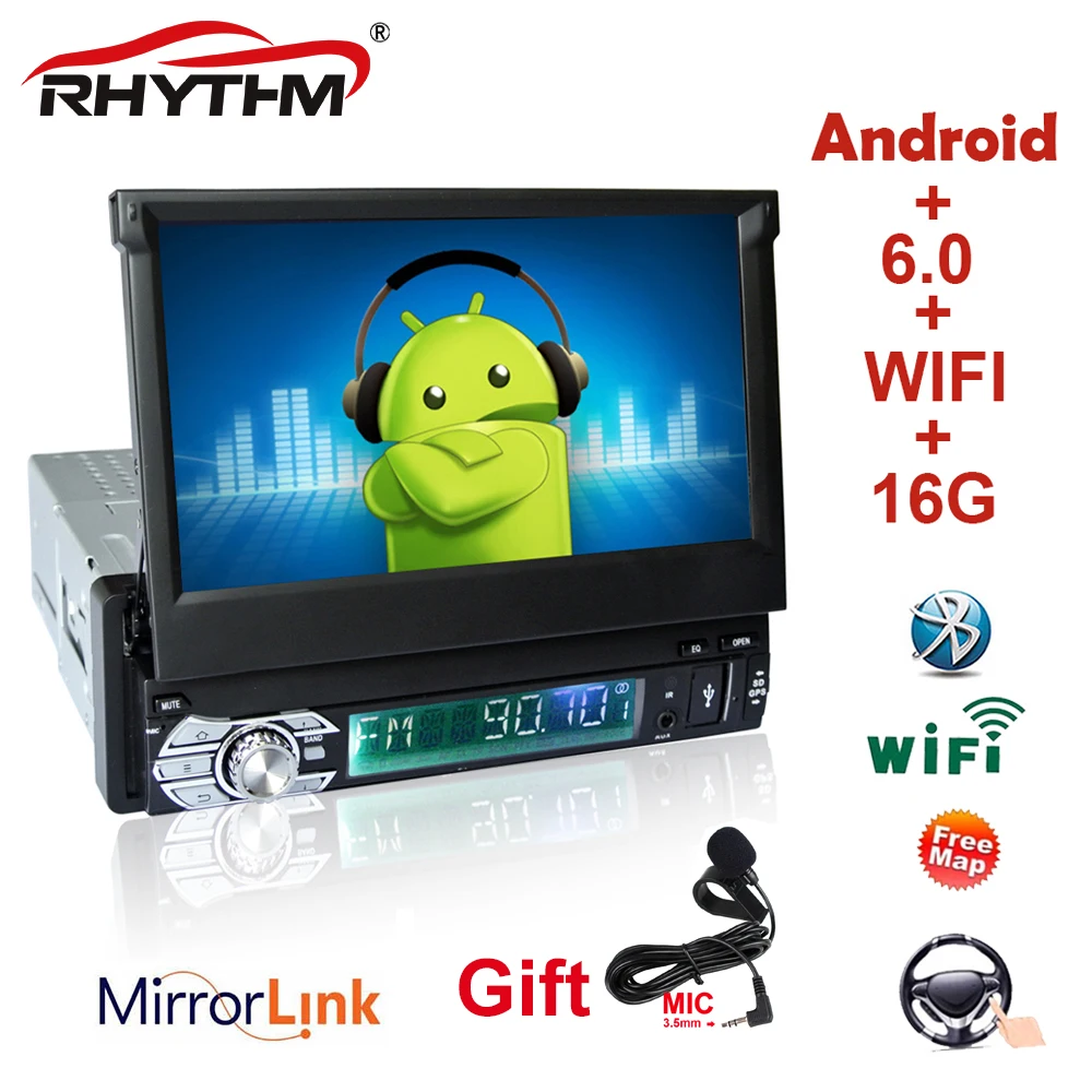 

DHL/EMS Android 6.0 Universal 1 Din 7inch Car GPS map preinstalled Radio Stereo Capacitive Touch Screen High Definition 1024x600
