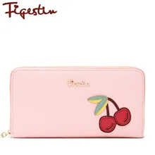FIGESTIN New Wallet Pink Fruit Leather 19.5cm Long Fashion White 1 Piece Zipper High Quality Leather Purse Evening Cluth Wallets