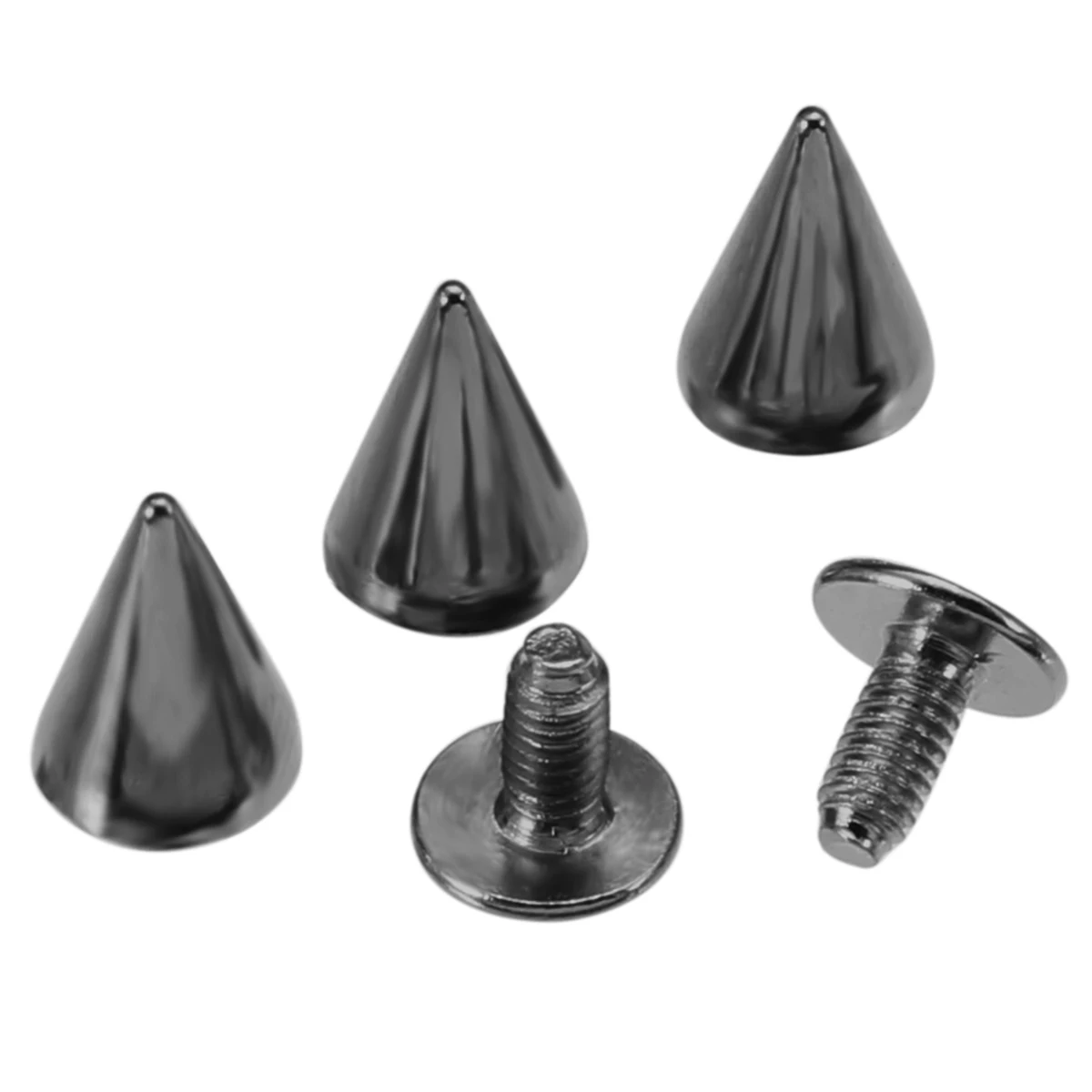 100pcs 10mm Round Spots Spikes Cone Studs Metal Rivet Bullet Screw For DIY Leathercraft Silver/Black Silver/Golden