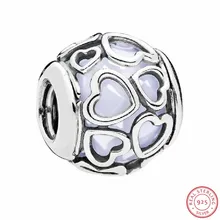 925 стерлингового серебра граненый опалесцирующий CZ, украшенный яркой любовью Талисман из бусин ручной работы Fit PANDORA Подвески для изготовления ювелирных изделий FL568C