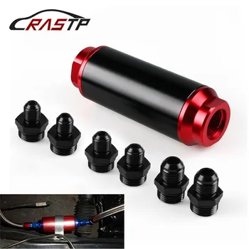 

RASTP -Black&Red Inline Fuel Filter High FLOW 100 Micron Cleanable SS AN6 AN8 AN10 Filter Accessories RS-FRG014