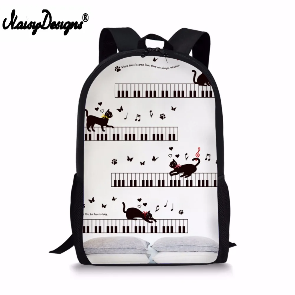 

Piano Music Cat Theme Male Backpack Female School Supplies Casual Book Bag for Kids Boy Girls Backpack Mochila Infantil