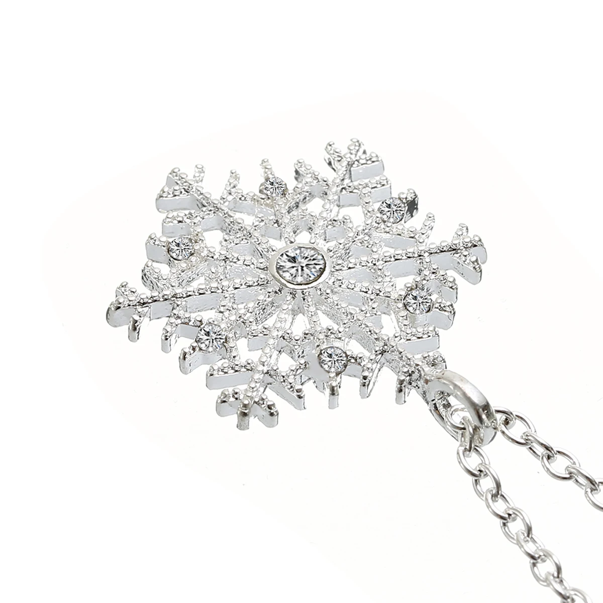 New Year Christmas Gift Fashion Luxury Silver Plated Snowflake Necklace Pendants Snow Flower Chain Necklace Jewelry for Women