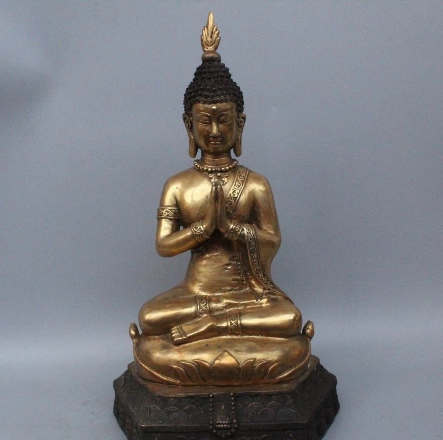 16&quot Tibet Tibetan Buddhism Bronze Seat Thailand Ayutthaya Maitreya Buddha Statue | Дом и сад