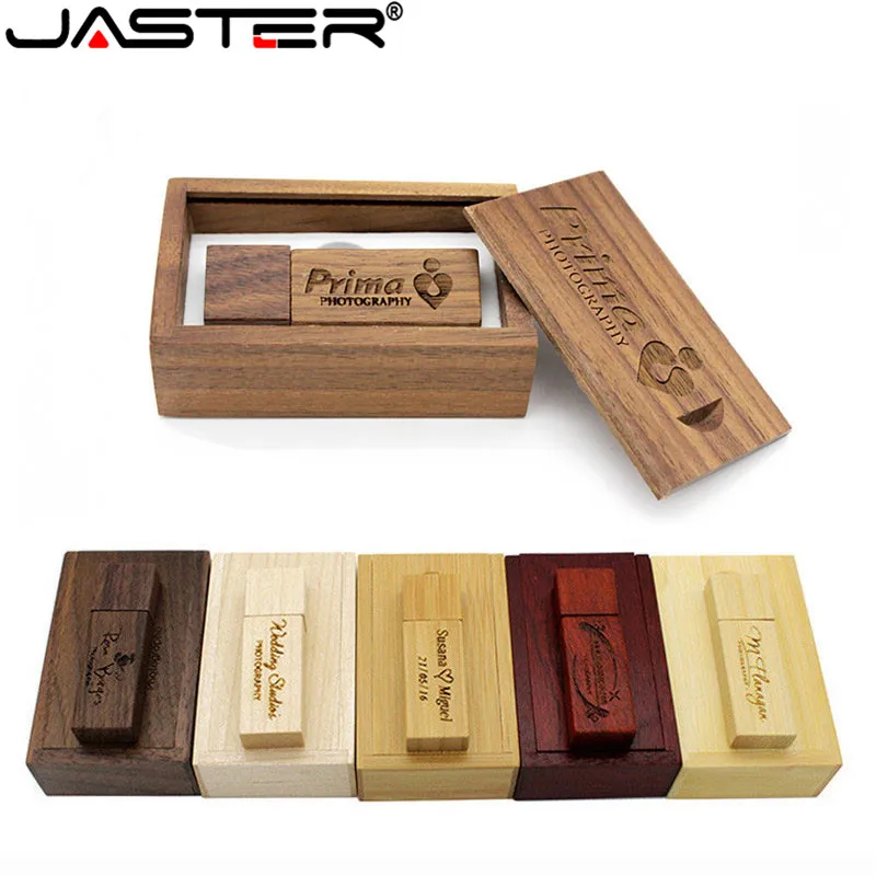 JASTER(более 10 шт. бесплатный логотип) Деревянный usb+ коробка usb флэш-накопитель карта памяти Флешка 8 ГБ 16 ГБ 32 ГБ 64 Гб фотография свадебный подарок