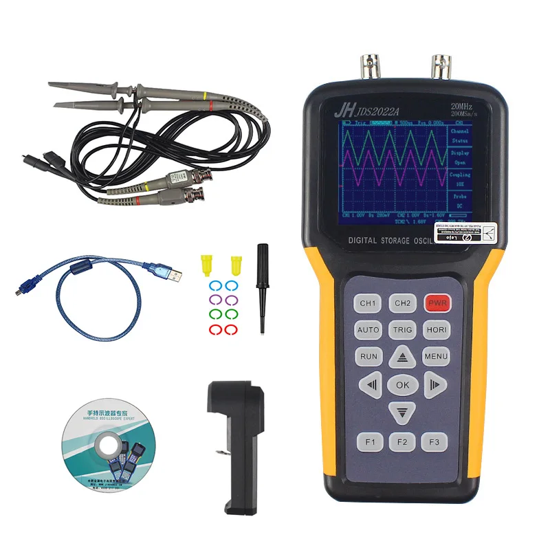 Portable oscilloscope Jinhan JDS2012A JDS2022A 20MHz Bandwidth 2 channel Handheld Digital Oscilloscope 200MSa/s Sample Rate|jinhan jds2022a|digital