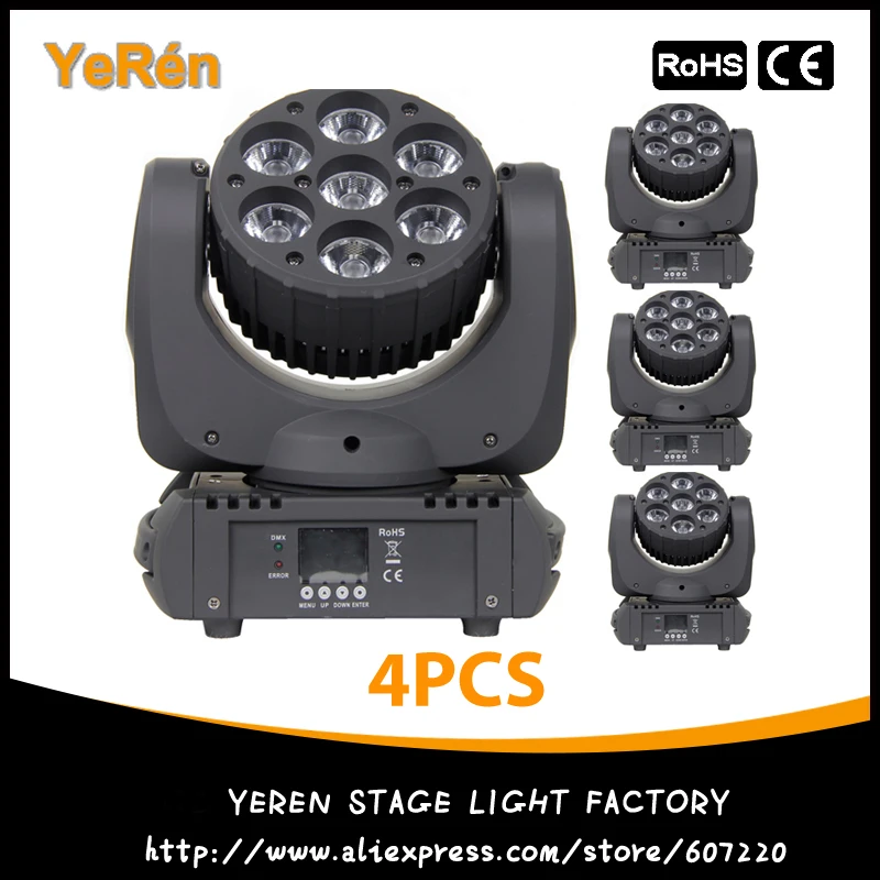 

(4PCS) 7*10W Led Moving Head Beam Light RGBW 4in1 OSRAM LEDS Party Disco DJ Light Stage Lighting Effect