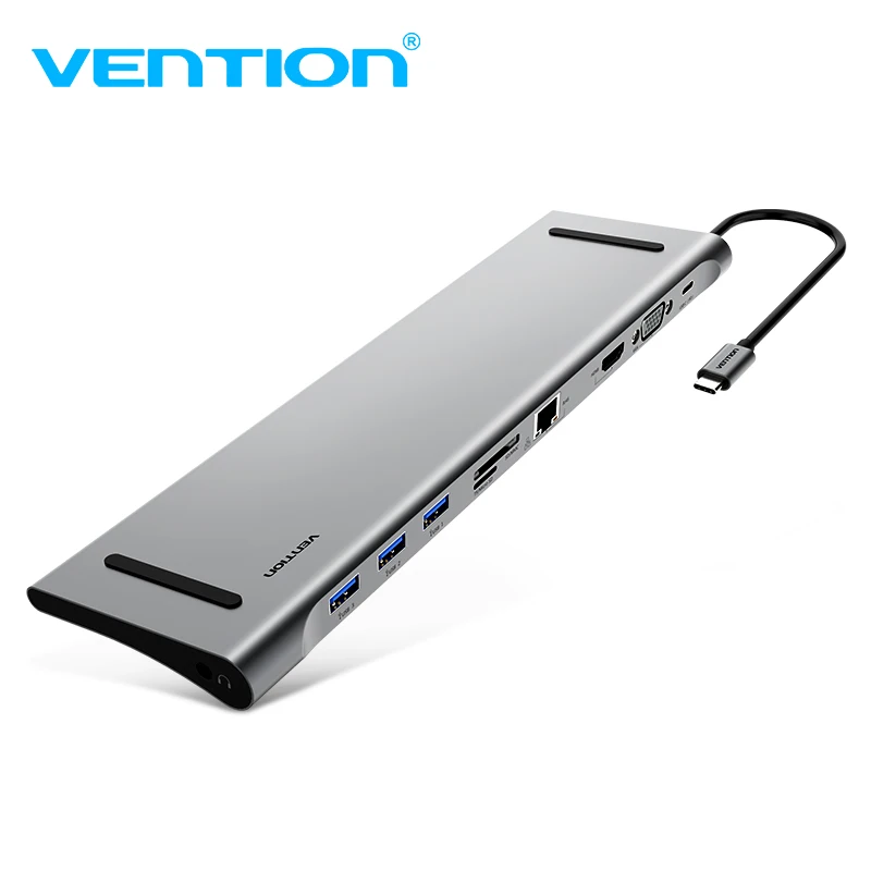 Vention All-in-1 USB C to HDMI VGA Converter USB 3.0 HUB SD/TF Card Reader 3.5mm Jack PD RJ45 Adapter For MacBook USB Type C HUB Vention All-in-1 USB C to HDMI VGA Converter USB 3.0 HUB SD/TF Card Reader 3.5mm Jack PD RJ45 Adapter For MacBook USB Type C HUB