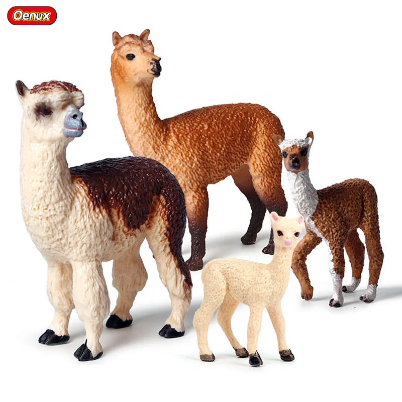 Oenux оригинальные 4 шт. милые Vicugna Pacos Alpaca ферма Животные модели фигурок Альпака