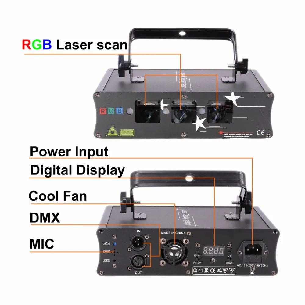 AUCD DMX один 3 объектива Красный Зеленый Синий сканирование луча и RGB пожарный червь решетки микс диско DJ вечерние шоу сценический проектор лазерные огни H-Q6