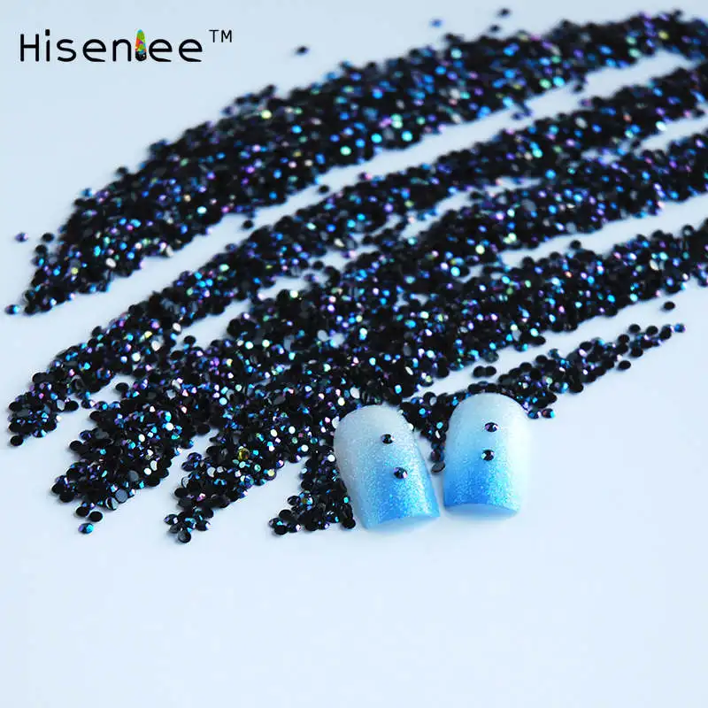 black jelly ab 2 мм, 2000 штук, черные AB волшебные цвета, желейные смолы, не горячие фиксации, для использования, клей, плоские с оборота, Стразы для ногтей, 3D дизайн ногтей, украшения - Цвет: black jelly ab