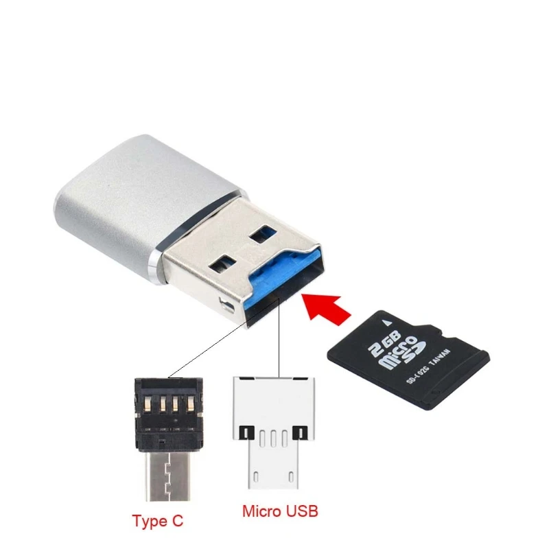 Микро-Тип usb C USB 3,0 Micro SD TF Card Reader для портативных ПК Macbook S9 Note8