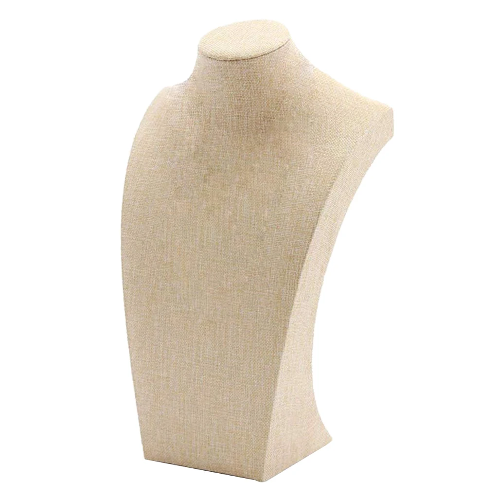 2pcs Simple Necklace Pendant Display Bust Mannequin Stand Holder Rack Linen Stable 115x200mm 175x290mm