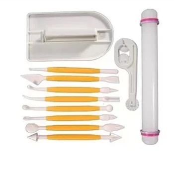 

11pcs Cake Smoother Polisher Carving Knife Plastic Cake Cut Out Fondant Mold Set Baking DIY Cake Craft Cake Decoration Tools