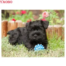 Diy Фото Домашних Животных на заказ, алмазная живопись, собака шнауцер, 3d Алмазная вышивка, сквароунд стразы, мозаичная вышивка крестиком