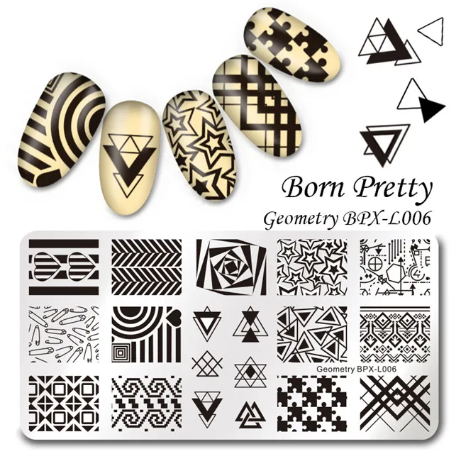 Born pretty 12*6 см Прямоугольник Штамп Шаблон что Рождество/ Хэллоуин/ Цветочные Узоры Маникюр Ногтей Плиты Изображения BPX-L001-L012 - Цвет: BPXL006