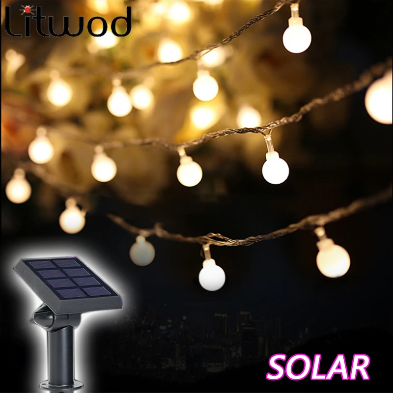 

z20 Solar Lamps Outdoor lighting 50 Beads 7 Meters String LED Starry Light Rope patio Decor Fairy Icicle Lighting String
