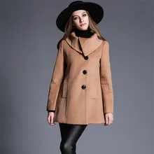 Плюс размеры для женщин Зимняя шерстяная длинная куртка винтаж элегантная одежда мода корейский Кашемир верблюд пальто