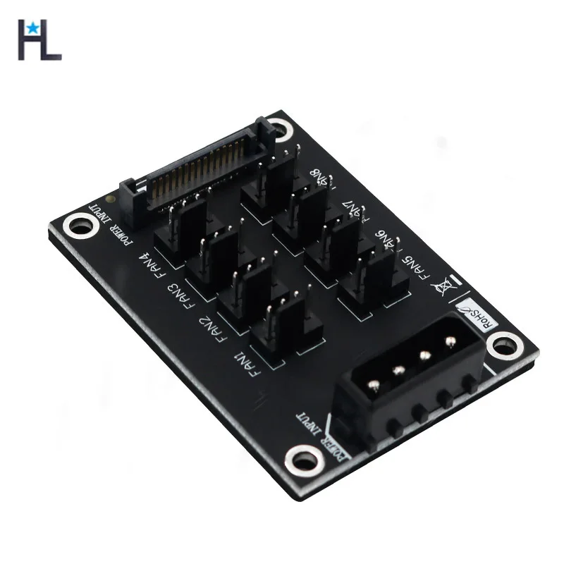 HL компьютер 12 В в мини контроллер вентилятора 4Pin и SATA 15Pin до 8 интерфейс