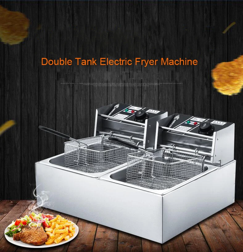 Stainless Steel double tank electric fryer machine 2.5KW 16L Electric Commercial Deep Air Fryer French Fries Fried Chicken Fryer Stainless Steel double tank electric fryer machine 2.5KW 16L Electric Commercial Deep Air Fryer French Fries Fried Chicken Fryer