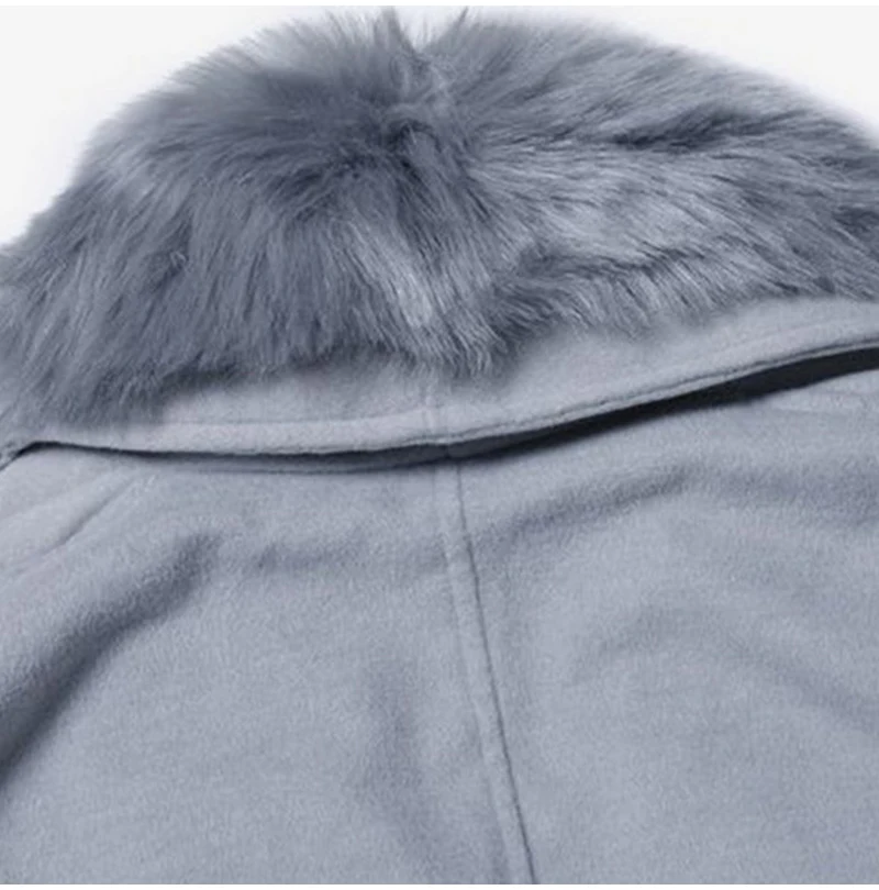 Женское однотонное длинное пальто с воротником из искусственного меха Осень Зима Женский Повседневный уличная одежда свободного кроя женские шерстяные куртки с открытым стежком