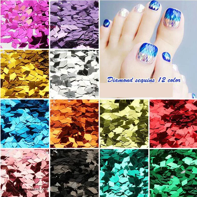 

21 Colors Nail Art Diamond Rhombus glitter Silver Red Green Shinny Powder Acrylic Decoration Tools 4g/bag