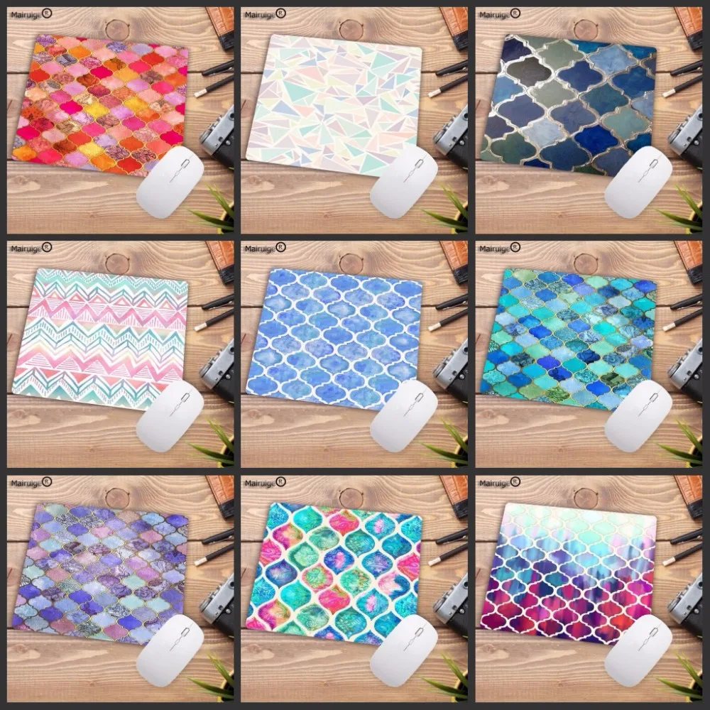

Mairuige 22X18CM Cool rainbow Pastel Watercolor Moroccan Mousepads gamer gaming Mouse pads mousepad Rubber Rectangle Mousemats