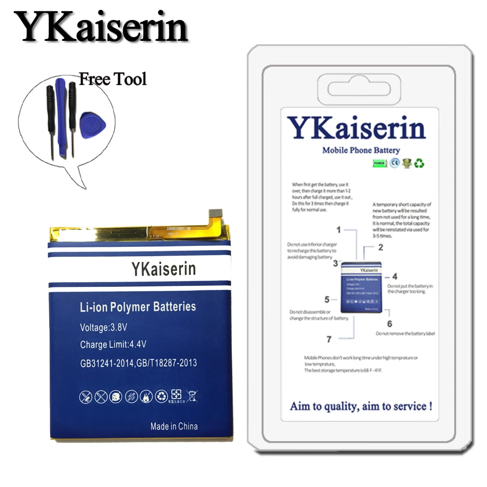 

Free Tool + YKaiserin Grade A Smart Phone Battery Fit For Meizu Meizy 5S M5 M5S M612Q M612M 3000mAh BA612