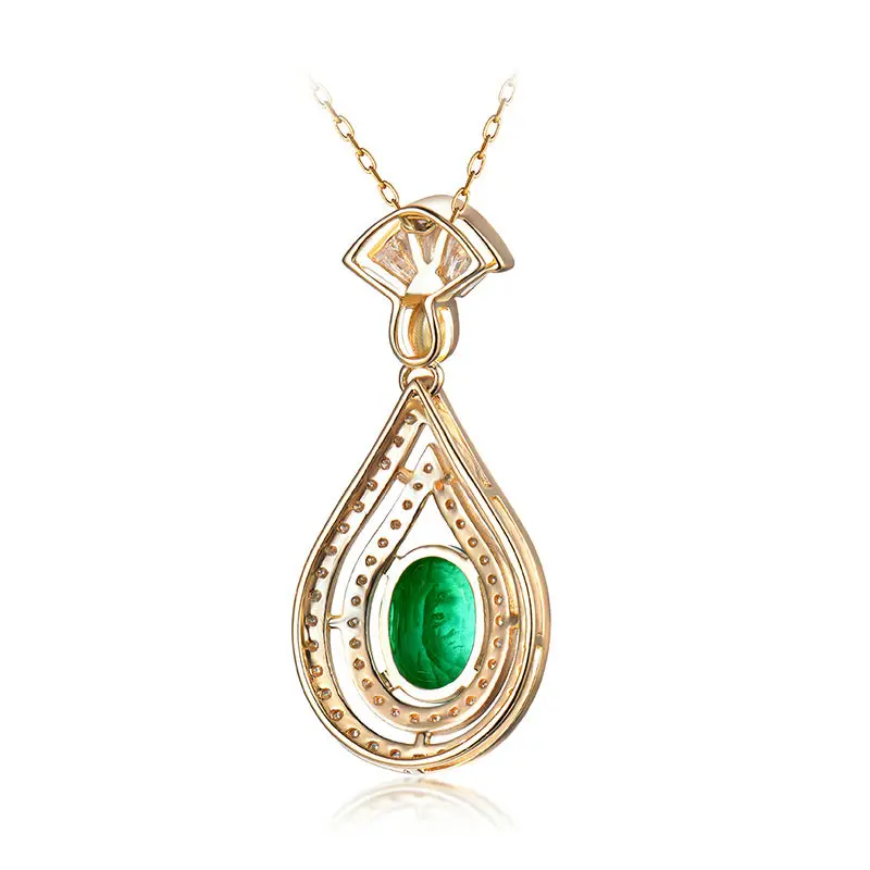 Цепочка с подвеской из желтого золота 14 карат изумрудами|necklace round pendant|necklace pendant