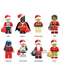 100 шт./лот Супер Герои Рождество мальчик Бэтмен Джокер Wiley Джек Скеллингтон строительные блоки игрушки для детей X0154