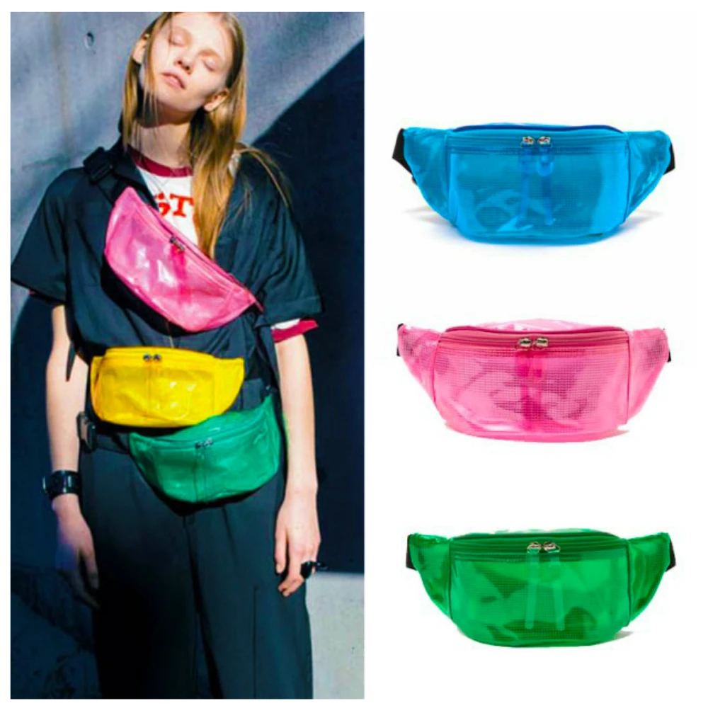 

2019 PVC Clear Fanny Pack Transparent Waist Bag For Women Men Unisex Hip-hop Travel Phone Belt Bag Pouch Fashion Chest Bag