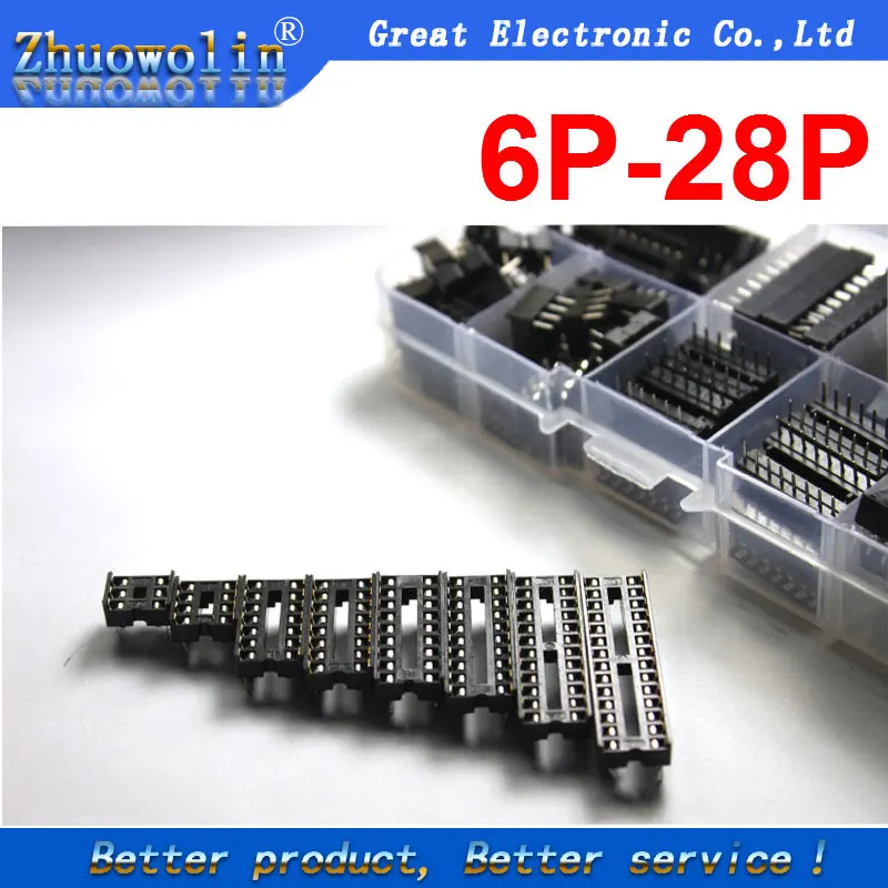 66pcs/set DIP IC Sockets Adaptor Solder Type Socket Kit 6,8,14,16,18,20
