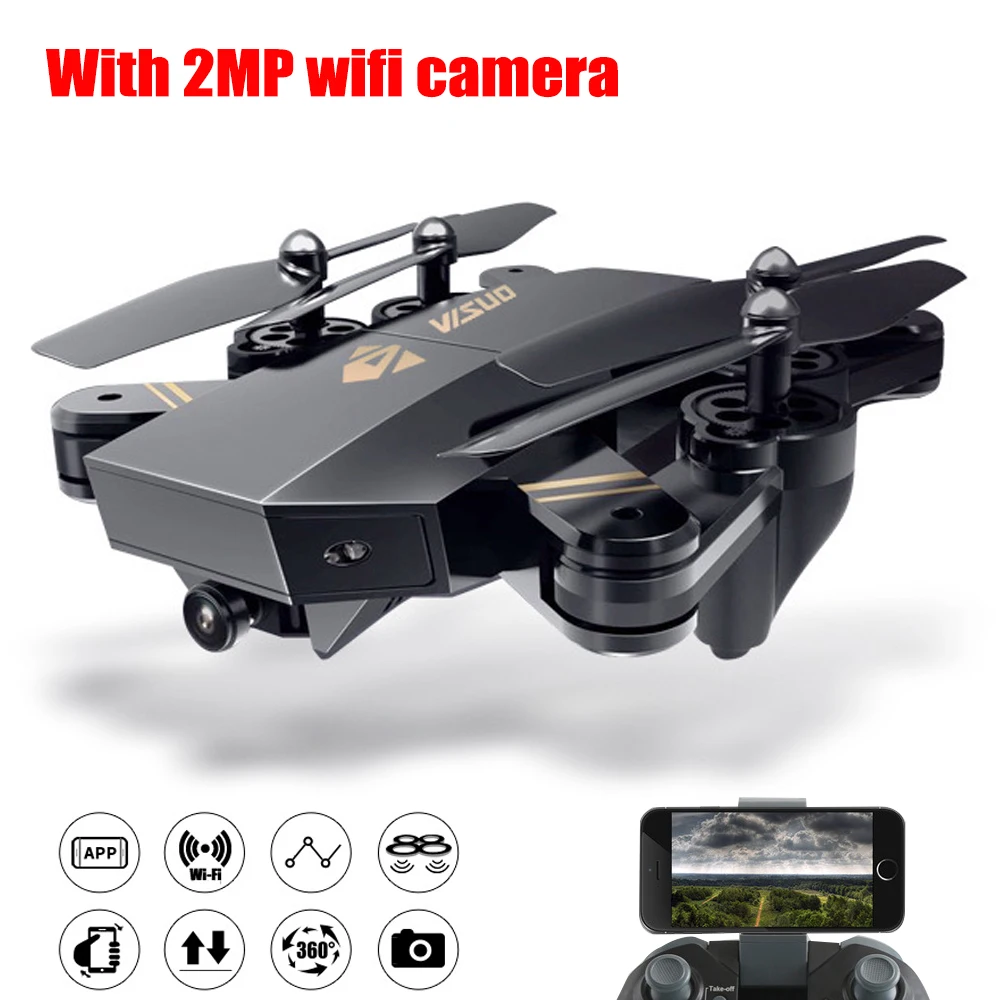 

XS809HWG Foldable Selfie Drone With 2MP HD Camera Altitude Hold FPV Quadcopter kvadrokopter 120 Wide Angle WiFi Rc Helicopter