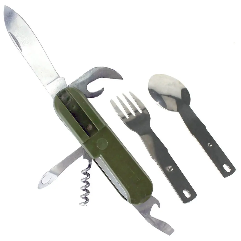 Складной многофункциональный инструмент(вилка/нож/ложка/открывалка для бутылок) столовая посуда, нержавеющая сталь, оборудование для кемпинга, столовые приборы, мини нож edc