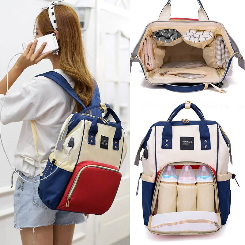 

Mom's bag Diaper Backpack Designer Nursing Care Baby Bag Organizer Waterproof Maternity Patchwork Bag Travel Nappy Bag