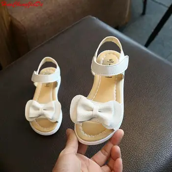 

Girls Princess Shoes Cool PU Leather Summer 2018 Baby Girls Sandals Shoes Kids Skidproof Toddlers Children Beach bowkont Shoes